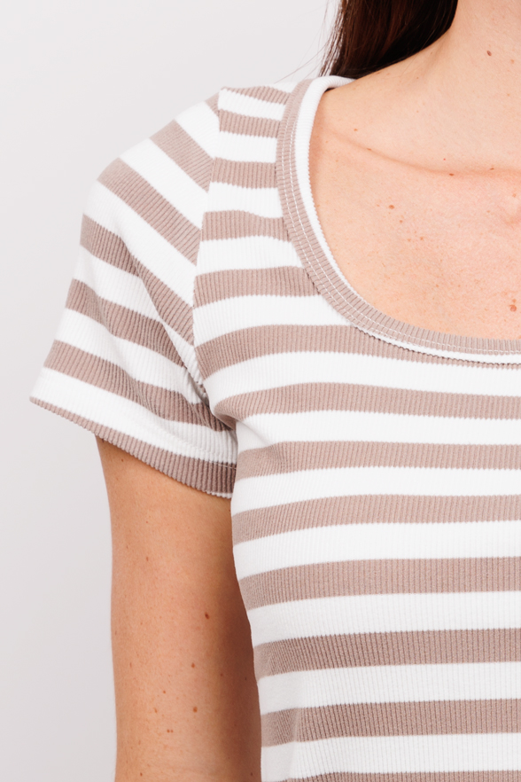 Blusa Juvenil Dama Slim Fit Top Manga Corta Escote Cuadrado