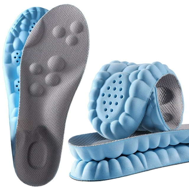 2 Pares de Plantillas de Espuma Viscoelástica Tecnología Nube 4D Azules
